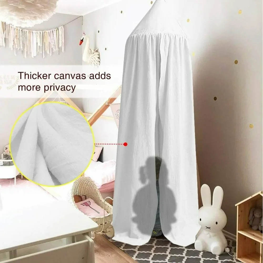 Luxury Cotton Lace Princess Play Dome Tent 2 Color Pink or White - Picture 7 of 11